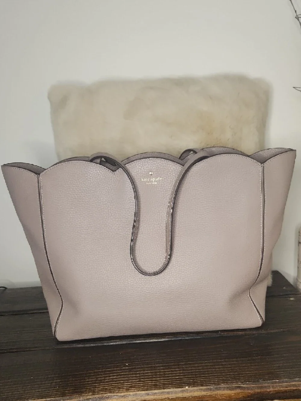 kate spade Scalloped Pebbled Tote in Dusty Mauve